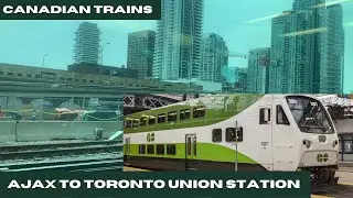 Train ride view to Downtown Toronto’s Union Station from Ajax