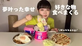 【爆食】欲望のままにアイス14個と韓国焼きそばとピザ｜Mukbang・먹방