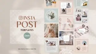 Instagram 100 Carousel Templates Canva - Editable Pink Beige Social Media Branding Post Creator Pack