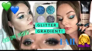 GLITTER EYES + MINI MAKEUP HAUL + TRYING FALSE LASHES FOR THE FIRST TIME FAIL!!! | 👎🏻💚💎💙
