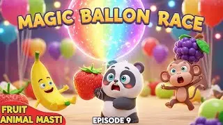 Fruit Animal Mela EP-9 | Magic Balloon Race🎈🐼🍓 Super Funny Kids Video | #fruitanimalmasti #kidsvideo