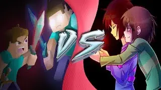 Herobrine and Steve vs Chara and Frisk Collab (Warning: Old as heck)