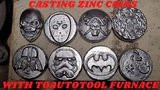 Making zinc coins - Jason Voorhees, Pirate, Darth Vader, Stormtrooper, Batman, & Skull!