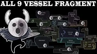 Hidden Vessel fragment  , All 9 location with map, hollow knight godmaster