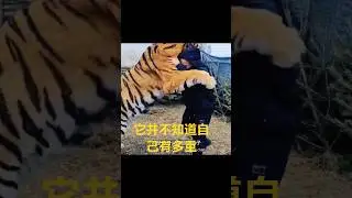 饲养员小哥从小养大的的老虎，它只是觉得自己只是个孩子