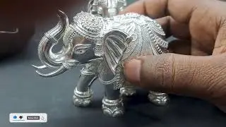 Royal Showpiece of Courage Elephant (Hathi) Statue in Pure Silver