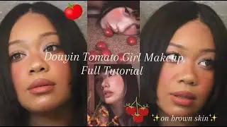 Black Girl Tries | DOUYIN TOMATO GIRL MAKEUP #makeuptutorial#douyinmakeup