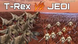 25,000 T-Rex vs 1,000,000 Jedi 😱 Who Wins This Epic Battle?