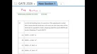 GATE 2026 Preparation PYQ 1 IDDFS & IDA* Search