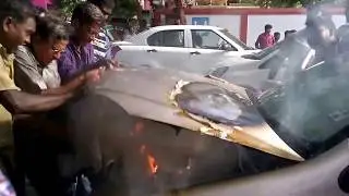 Car Engine Bay Got Fire | Burning in Middle of the Road | Shocking Video 1080p