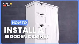 How to Install the Standing Indoor Wooden Cabinet with 4 Drawers | HW65930 #costway #howto