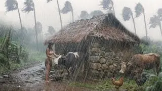 This is Most Beautiful Village Life During the  Heavy Rain || Rural Documentary Video with Nature 