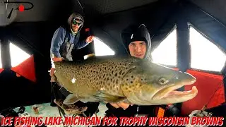 Ice Fishing Lake Michigan Shoreline for Trophy Brown Trout