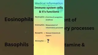 Immune system cells and it's functions l medical information ll #neet #nursing #pharmacy #viral #bsc