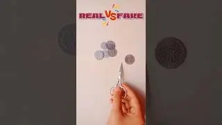 Fake vs real_realistic_art #coin #art #satisfying #music #shorts