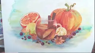 Working on a fall decor painting