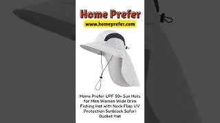 Home Prefer UPF 50+ Sun Hats Wide Brim Fishing Hat with Neck Flap#buckethat #fishinghat #safarihat