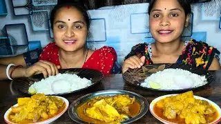 Bengali food eating desi chicken curry fish head masala curry delicious Bengali food eating show