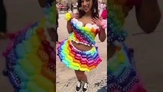 Beautiful Rainbow Balloon Dress! #BalloonDress #SempertexBalloons #RainbowDress #Rainbow #Balloons E