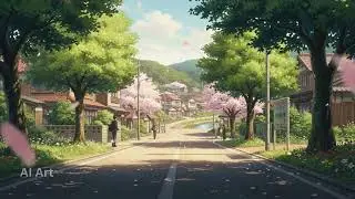 A Path Into Town 🌤️ | Day 24 | AI Anime Countryside Road | Gentle Motion