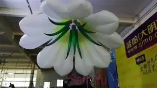 Hanging inflatable flower with LED light