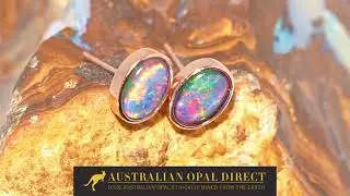 Gold Earrings, Green Earrings, Opal Stud Earrings - Australian Opal Direct | Worldwide Shipping