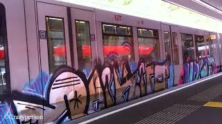 RET metro met veel graffiti op Kralingse Zoom naar Schiedam Centrum (combi SG2/1)