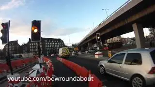 Bow Roundabout Jan 2016 - preparing for new pedestrian crossing
