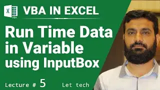 VBA, Macros, Run Time Data in Variable using InputBox | VBA tutorial for beginners | Urdu & Hindi