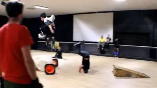 Barrel jumping, RollerWorld Derby, all night skate November 2015.