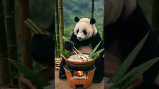 🐼 Adorable Panda Cooks a Delicious Village Feast! (Relaxing Outdoor Cooking) #shorts #trending #fyp