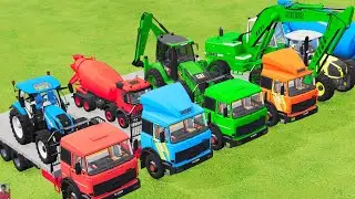 TRANSPORTING EXCAVATOR MIXER TRUCK TRACTORs Backhoe loaders Beamng.Drive Game FARMING SIMULATOR 22