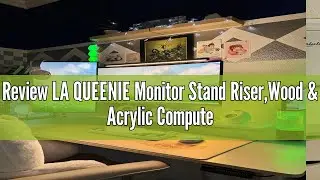 Review LA QUEENIE Monitor Stand Riser,Wood & Acrylic Computer Monitor Stand with LED Light,Desk Acce