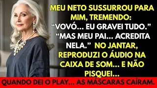Meu neto sussurrou  “Meu pai não acredita…eu gravei tudo ” no jantar, eu dei play… e eles congelar