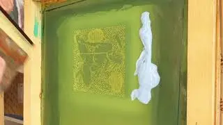 JEAN-PIERRE SERGENT AT WORK SILK SCREENING HIS SMALL WORKS ON PAPER #20 | JULY 24 2018