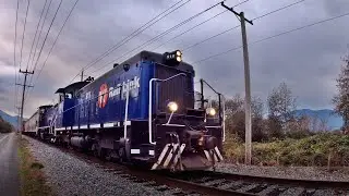 EMD SW900 & MP15DC SRY Local Train w/ Loud P5 Horn On The Fraser Valley Sub