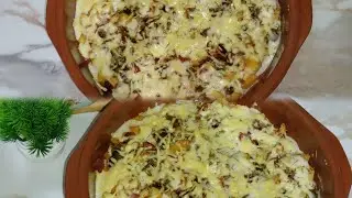 كرتان الدجاج و البطاطس😋 بالبيشاميل لذيذ بزاف متشبعوش منو كاقتراح لوجبة عشاء او غداء 