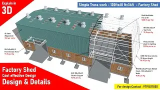 Simple truss work - 120ftx60ft x34ft Height- Factory shed - Metal roofing in tamil