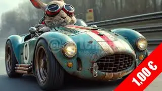 Playful Steampunk Rabbit Racer HD Stock Footage | Forest Rally