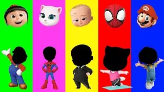 Wrong Eyes Super Mario Spidey Spiderman Boss Baby Talking Angela Agnes Gru Challenge WRONG HEADS