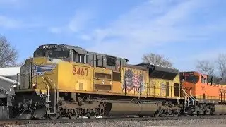 UP 8467- SD70ACe With BNSF Power, Lowden, IA, 11/11/18