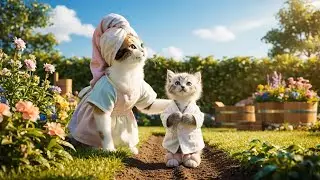 Mama Cat & Baby Kitten Try Gardening for the First Time 🌱🐾