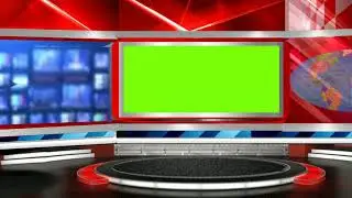 Virtual NEWS set. Red & Grey. Green Screen Subscribe, DOWNLOAD & use for FREE. No Royalty. SB