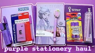 PURPLE STATIONERY collection aesthetic haul notebooks pens eraser ruler