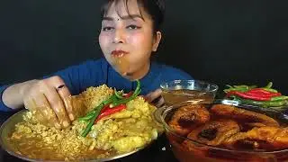 EATING MUTTON CHARBI SPICY FISH CURRY CHAWAL WITH GRAVY | EATING SHOW | ASMR BIG BITES | MUKBANG