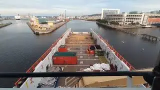 90m PSV departing locks for berth in Leith (Edinburgh)