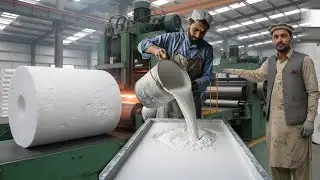 Real Factory Process of White Foam Making | Satisfying Industrial Video