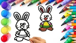 How To Draw cute Rabbit Drawing, Painting & Coloring For Kids and Toddlers_ Child Art 🐋🌈🎨