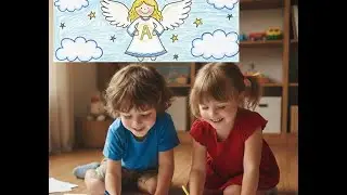 Angel draw with letter A kids drawing idea
