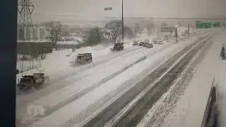 MNDOT snow plows in formation